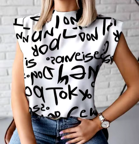 Print T-Shirt For Women Round Neck Sleeveless shirt tops