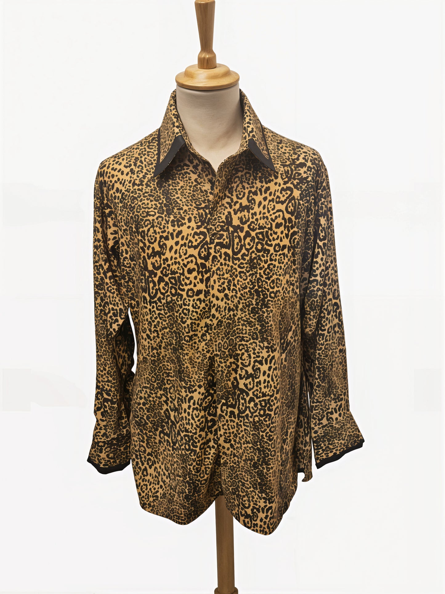 Mens Leopard Print Shirt With Black Edging