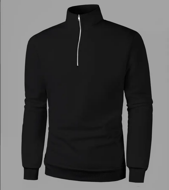 Men's Casual Mandarin Collar Henley Shirt, 100% Polyester Knit Fabric, Solid Color,  Regular Fit, with Zipper Detail.