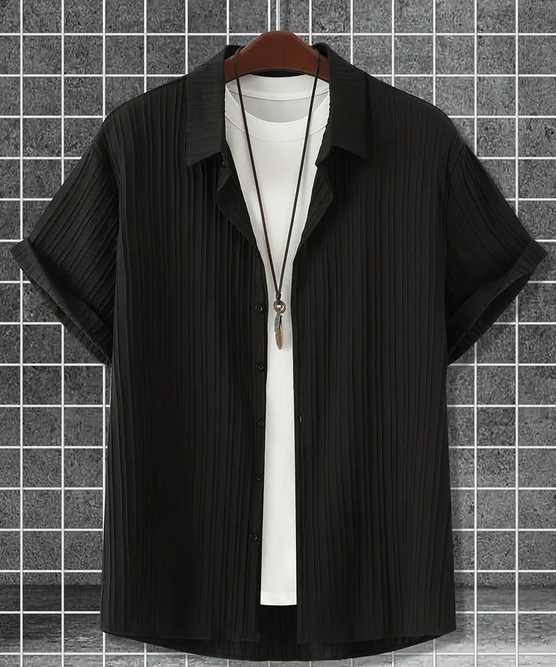 Plus Size, Lightweight Design| Men's Casual Striped, Short Sleeve Shirt.