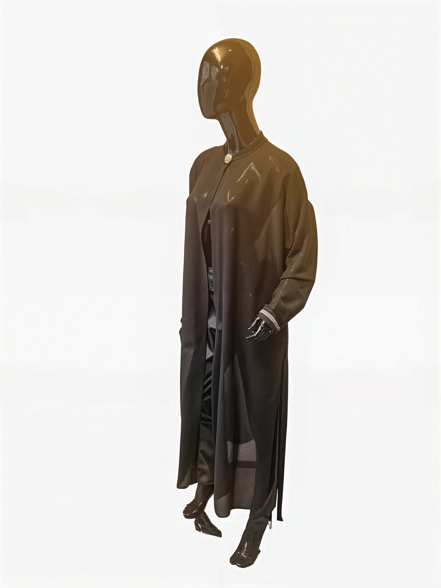 Black Long Sheer Overgown With Belt Size