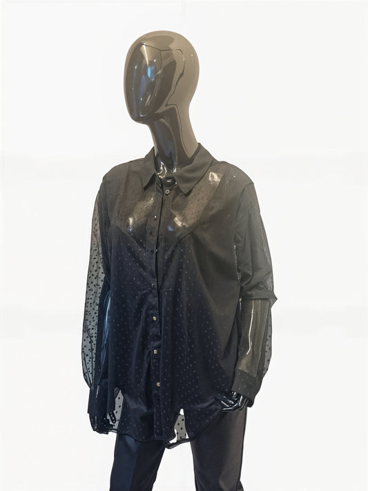 Black Polka Dot Top Sheer Lace