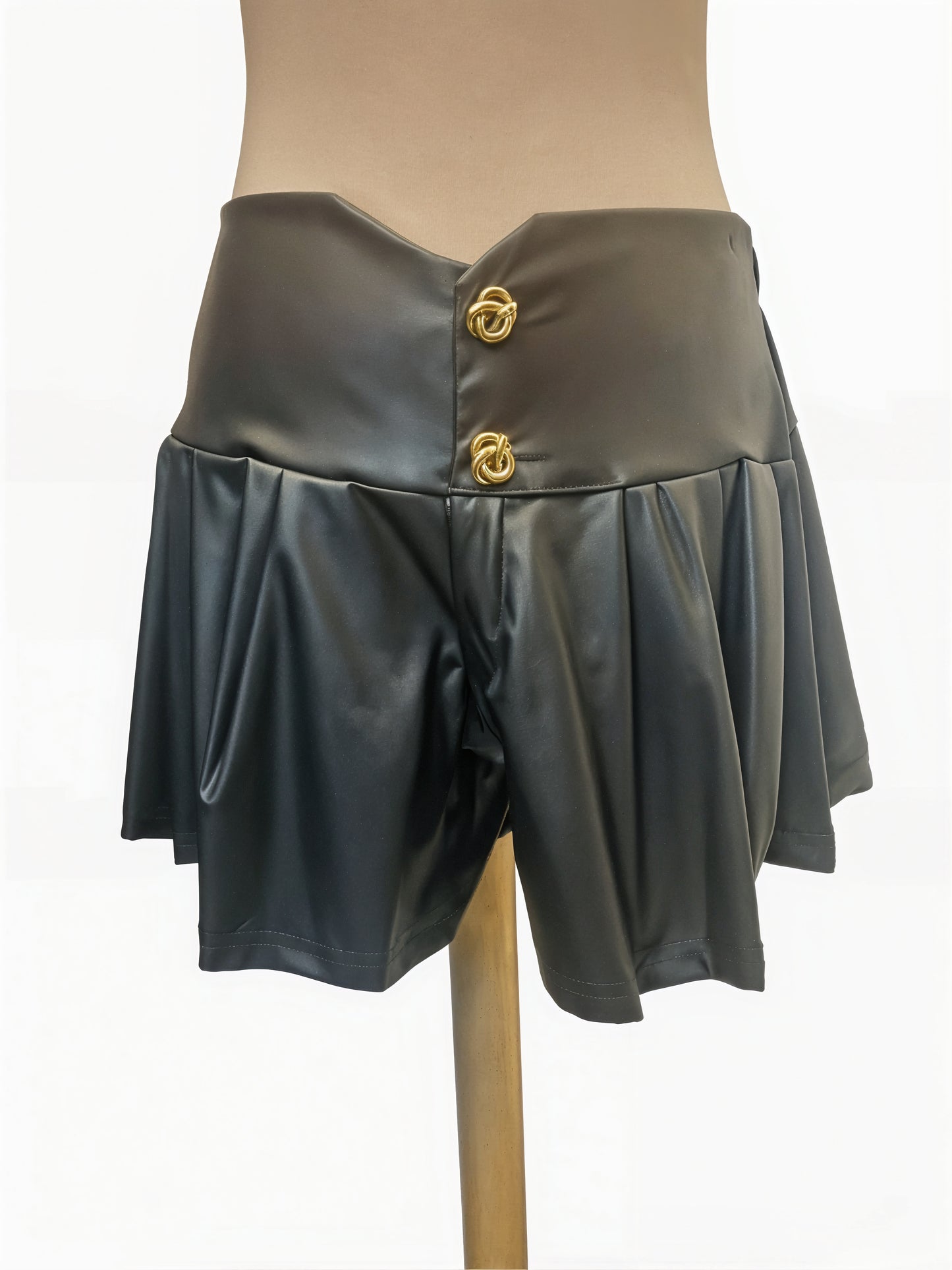 Leather Look 2 Button Skort