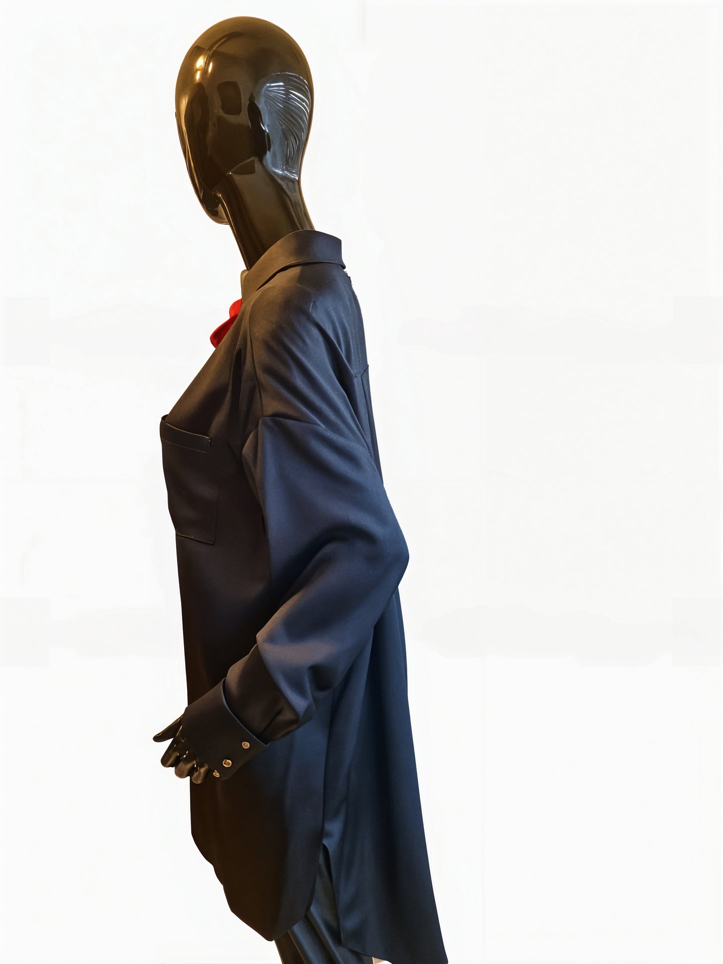 Long Black Shirt Dress with Buttons