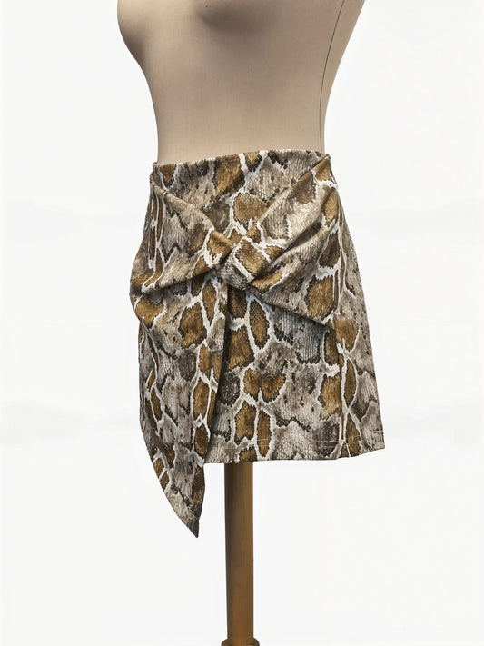 Snake Skin Look Overlap Skort